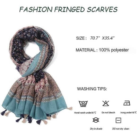 Boho Scarf for Women Floral 10 - Picture 3 of 5